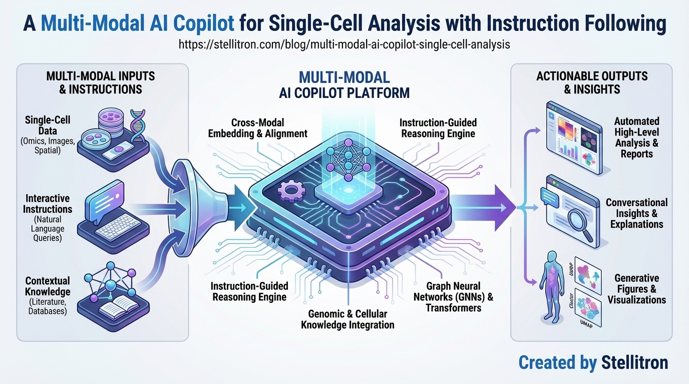 A Multi-Modal AI Copilot for Single-Cell Analysis with Instruction Following A Multi-Modal AI Copilot for Single-Cell Analysis with Instruction Following - Technical analysis infographic for Life Sciences and Biotechnology by Stellitron